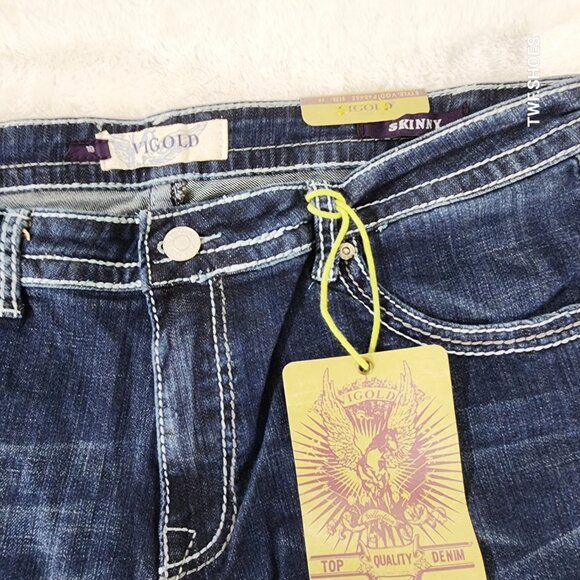 Size 19 x 37" Inseam Vigold Stretch Boot Jeans Tall Girls Dark Denim Vintage New - Picture 10 of 12